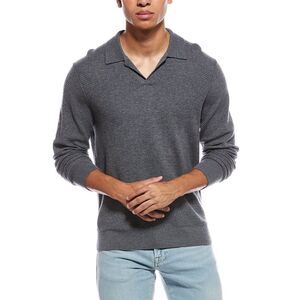 Vince Mens  Wool Johnny Collar Sweater, Grey